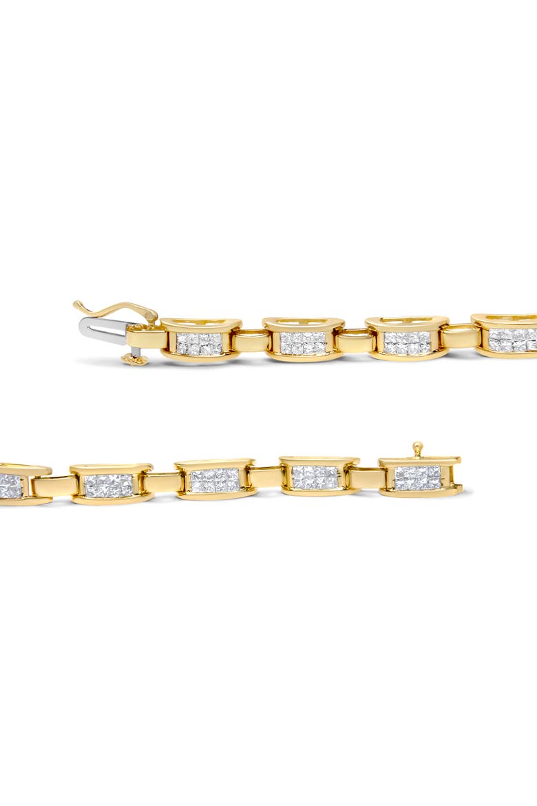 10K Yellow Gold 2.0 Ctw Invisible-Set Princess Diamond Rectangular Link Bracelet, Alternate, color, Yellow