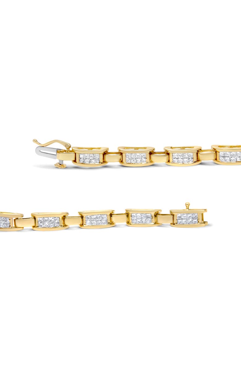 Haus of Brilliance 10K Yellow Gold 2.0 Ctw Invisible-Set Princess Diamond Rectangular Link Bracelet, Alternate, color, Yellow