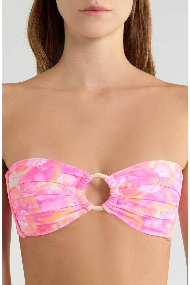 Strapless Bandeau Bikini Top, Alternate, color, PETAL POP