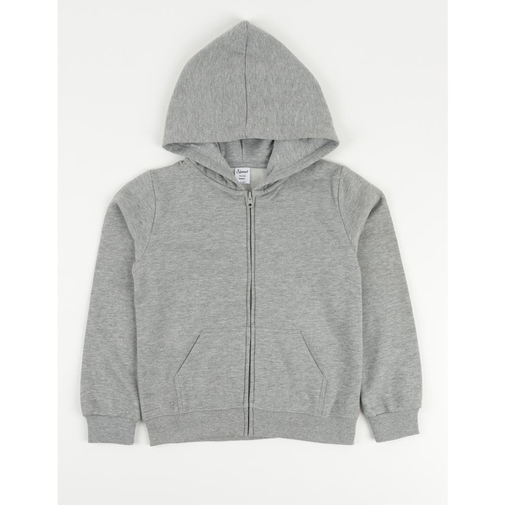 Leveret Kids Zip-up Hoodie, 100% Cotton, Solid Colors In Gray