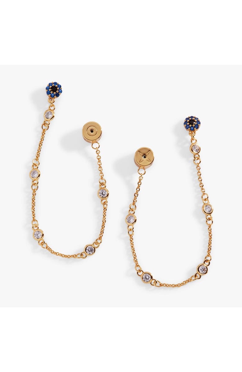 Alex and Ani Evil Eye Front to Back Chain Earring, Main, color, Gold Blue