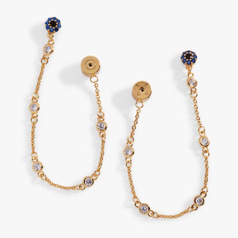 Evil Eye Front to Back Chain Earring