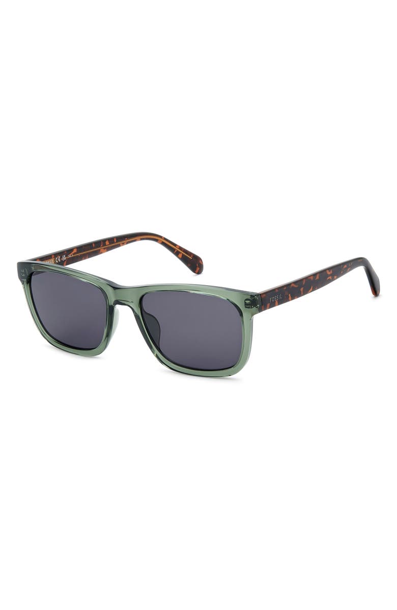 Fossil 56mm Rectangular Sunglasses, Alternate, color, Crystal Green/ Grey