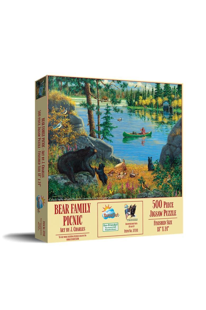 Bear Family Picnic 500 piece Jigsaw Puzzle for Adults, Main, color, Multicolor