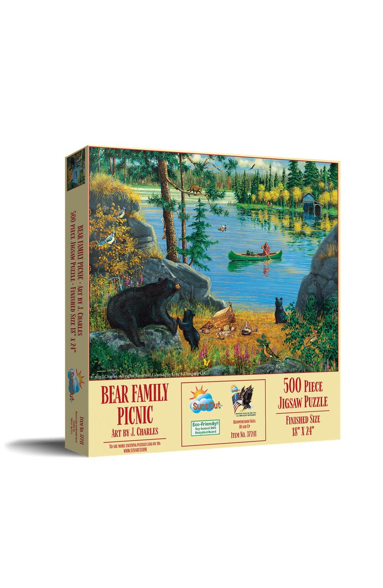 Sunsout Bear Family Picnic 500 piece Jigsaw Puzzle for Adults, Main, color, Multicolor