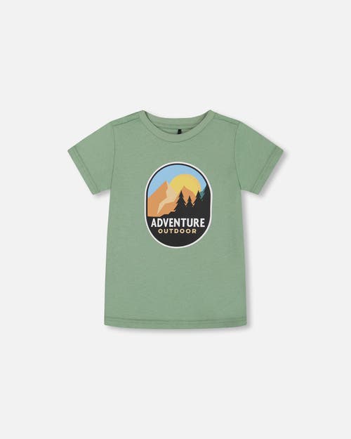 DEUX PAR DEUX DEUX PAR DEUX LITTLE BOY'S ORGANIC COTTON GRAPHIC TEE SAGE AND MULTI