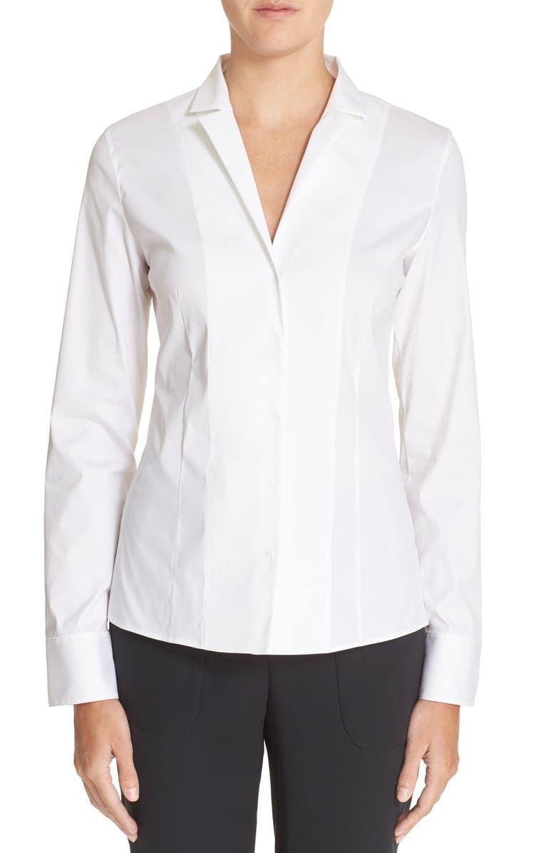 Akris Cotton Poplin Blouse, Main, color, White
