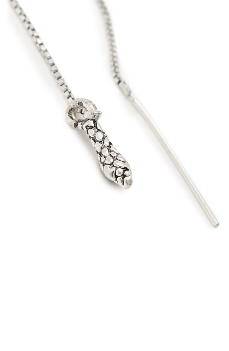 AllSaints Serpent Threader Chain Drop Earrings, Alternate, color, Warm Silver