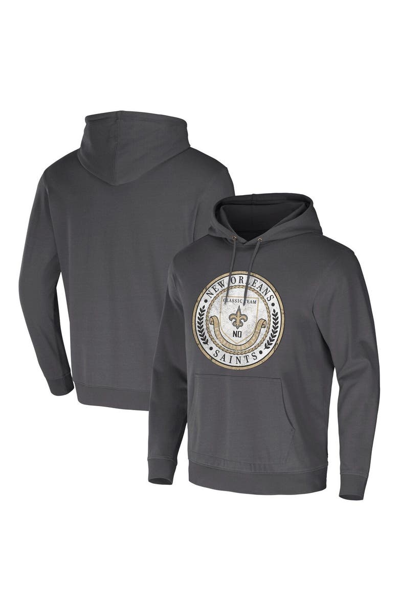 NFL X DARIUS RUCKER Men's NFL x Darius Rucker Collection by Fanatics Charcoal New Orleans Saints Washed Pullover Hoodie, Main, color, Black