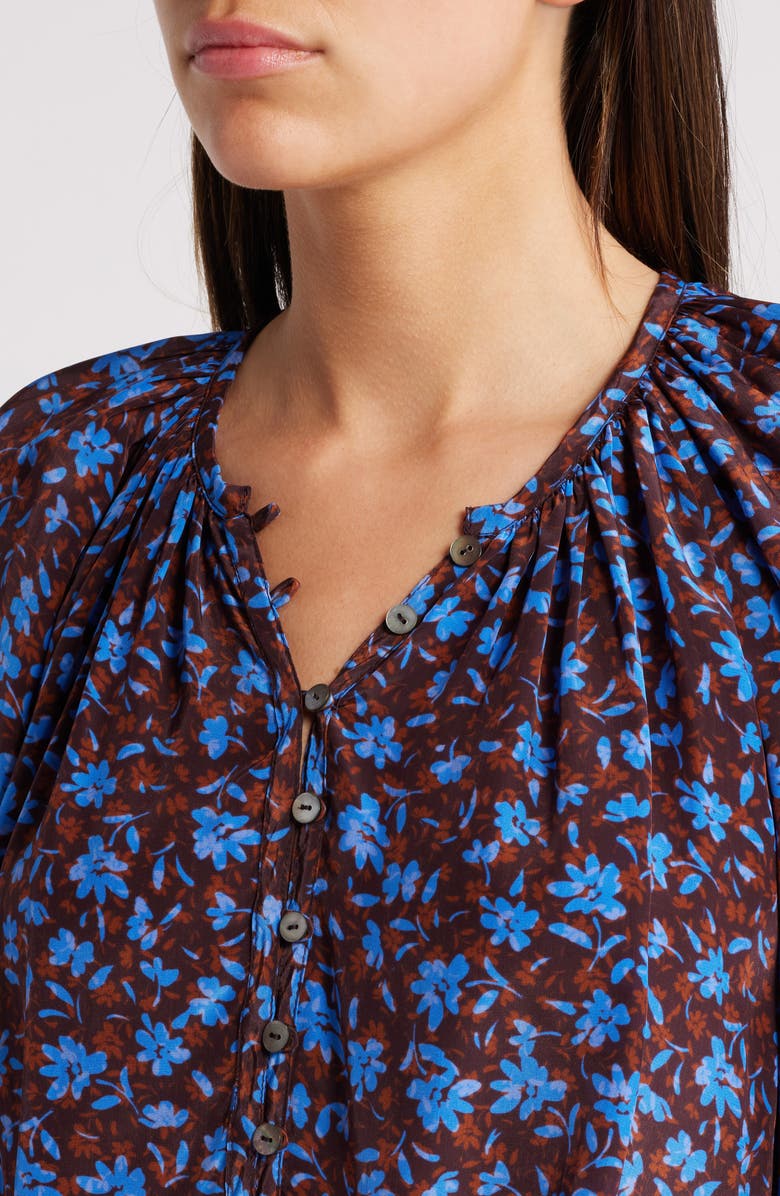 Rails Indi Floral Cotton Balloon Sleeve Top, Alternate, color, Russet Camellia