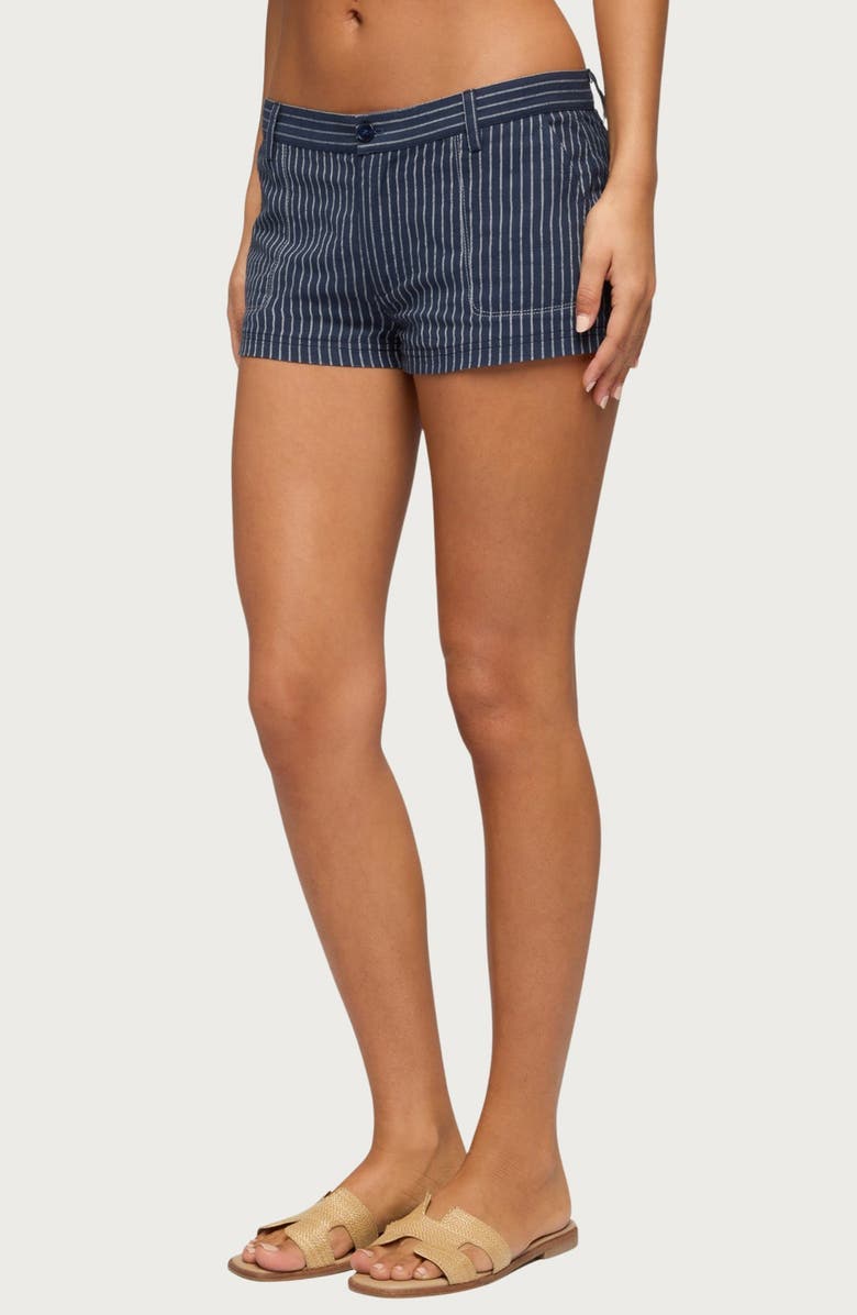 EDIKTED Lina Pinstripe Micro Shorts, Alternate, color, 