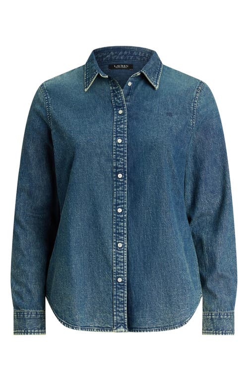 Ralph Lauren Lauren Classic Fit Denim Button-up Shirt In Burgundy