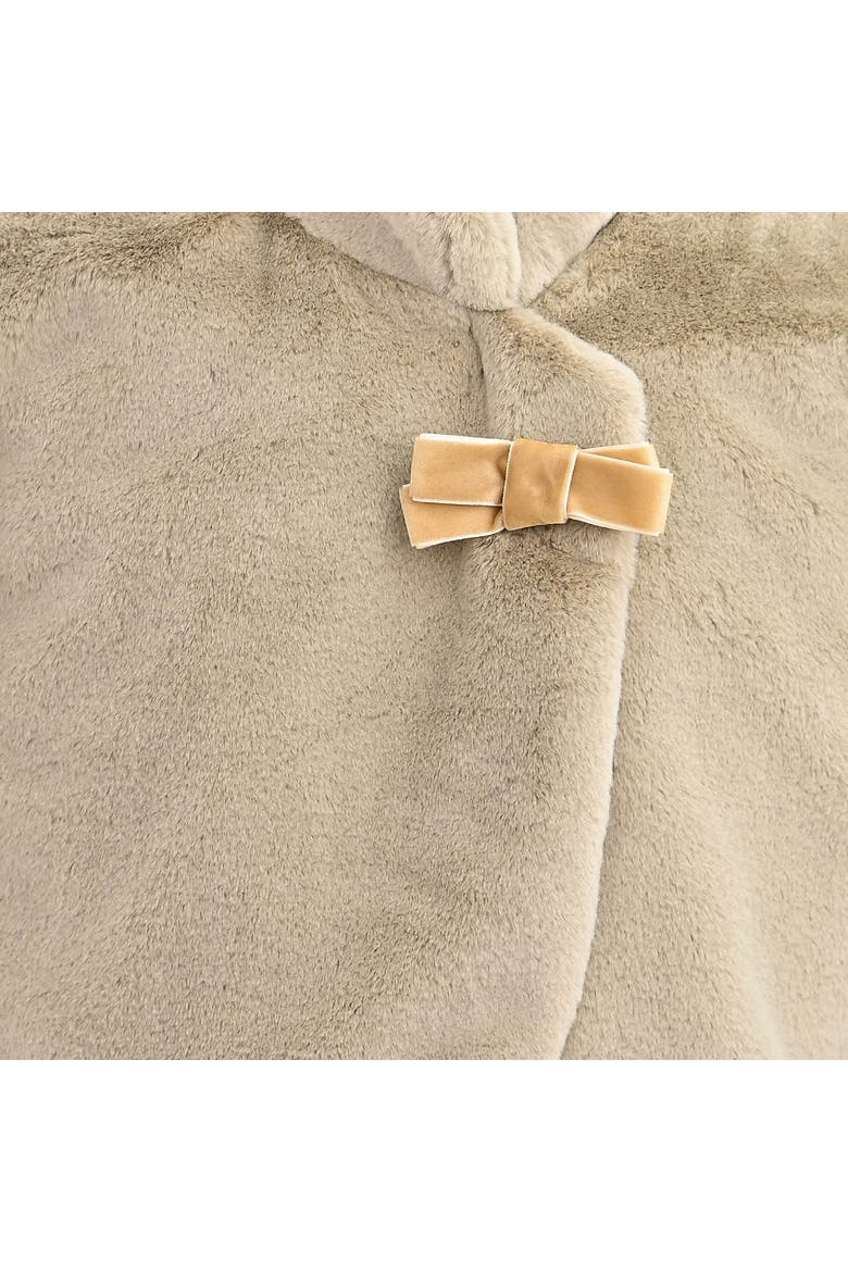Bow Collar Plush Coat, Alternate, color, Beige