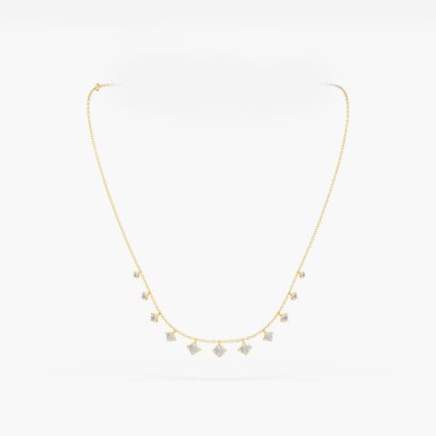 Starlight Graduated Fringe Lab Diamond Necklace in 14K