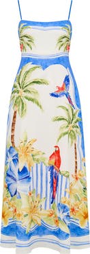 Ever New Bianca Mixed Print Linen Blend Dress