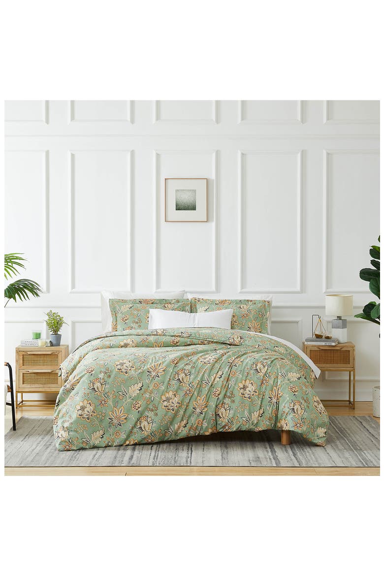Jacobean Willow Oversize Duvet Set, Alternate, color, GREEN