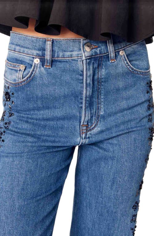 Maje Embroidered Jeans With Rhinestones In Blue