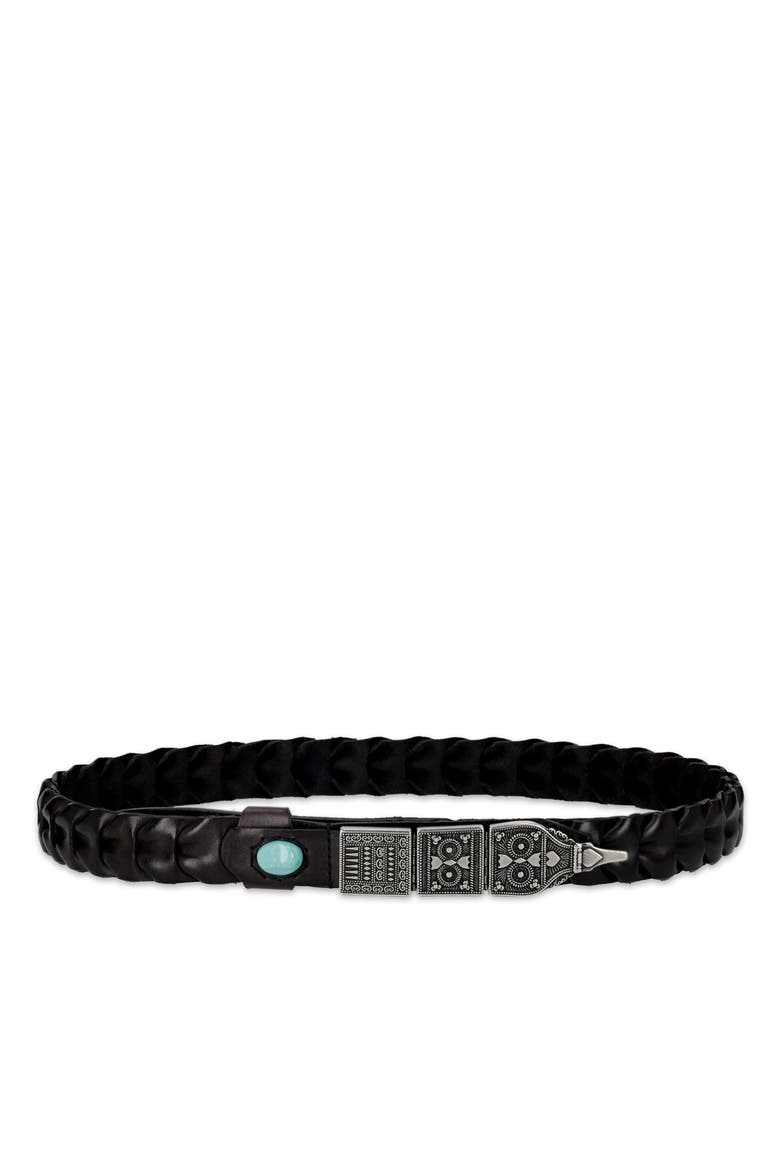 Tess Woven Leather Belt, Main, color, BLACK