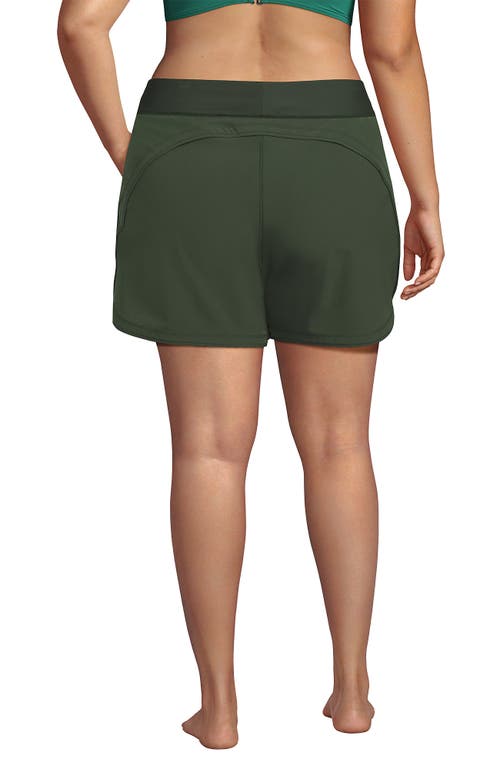 Lands' End Plus Size 5" Board Shorts With Panty In Rich Olive Green