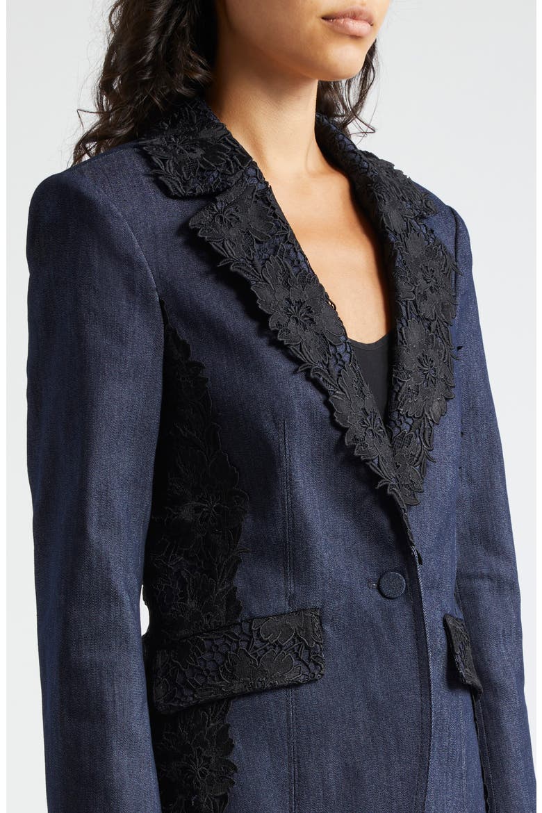 Laney Denim & Lace Blazer, Alternate, color, INDIGO
