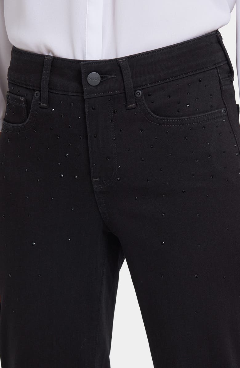 NYDJ Marilyn Embellished Straight Leg Jeans, Alternate, color, Black Rinse