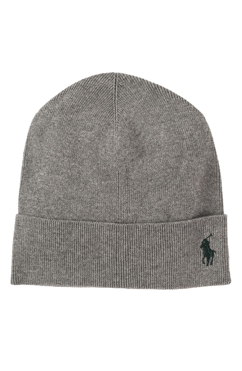 Polo Ralph Lauren Lightweight Cotton Beanie, Main, color, Barclay Grey Heather