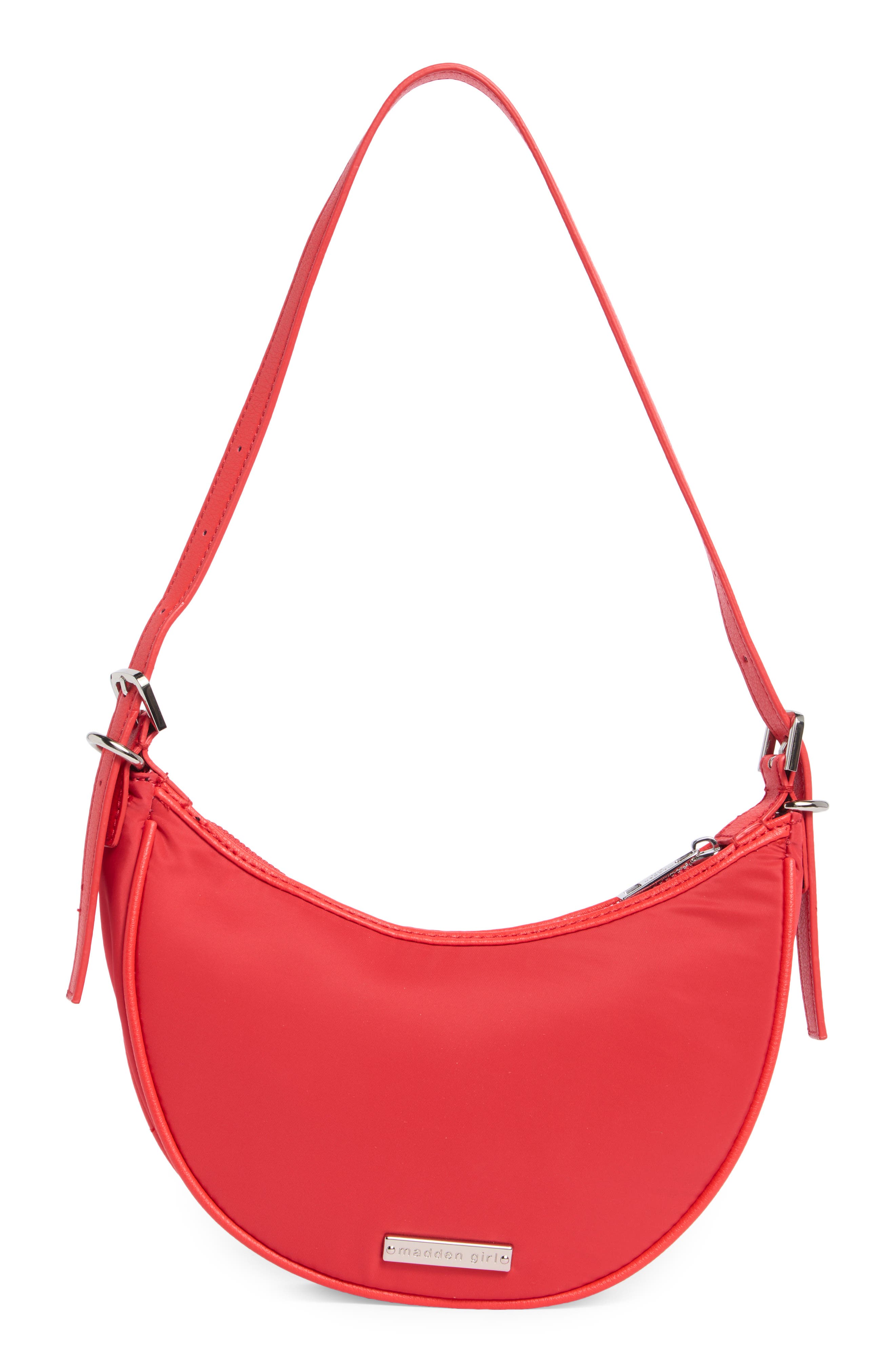 Madden Girl Crescent Shoulder Bag, Alternate, color, Cherry