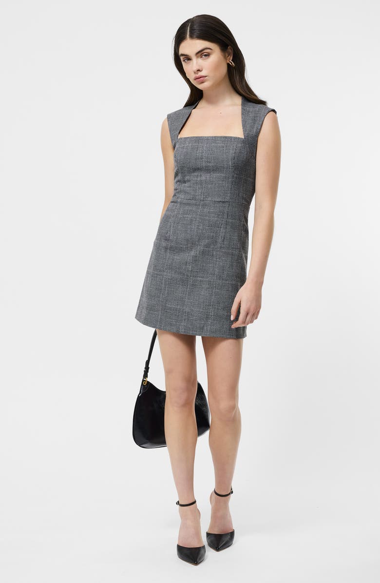 French Connection Owen Plaid Minidress, Alternate, color, 01-Charcoal
