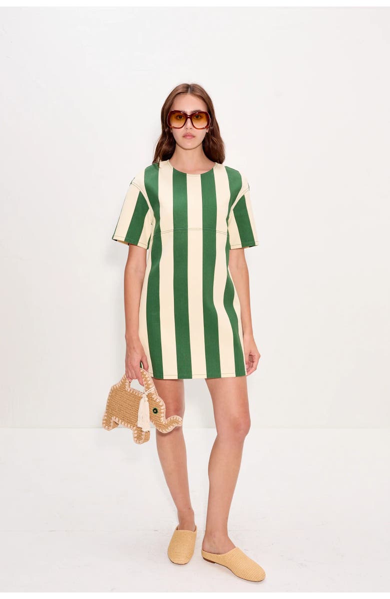 SIMONMILLER Sahara Short Sleeve Mini Dress, Main, color, Gummy Green/Ecru