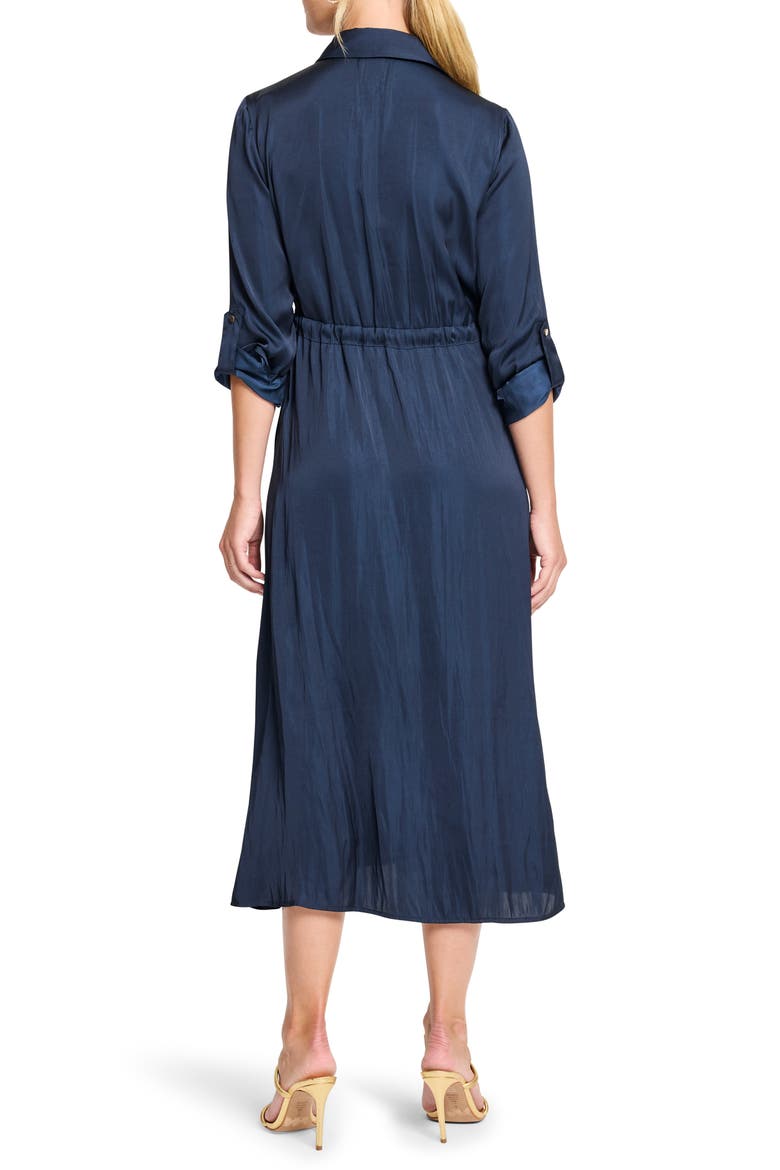 Julie Crinkle Satin Midi Dress, Alternate, color, DARK INDIGO