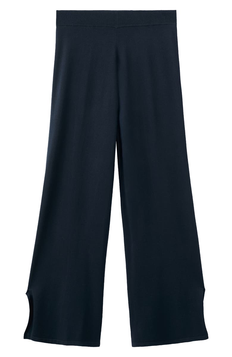 MANGO Split Hem Pull-On Straight Leg Knit Pants, Alternate, color, Dark Navy