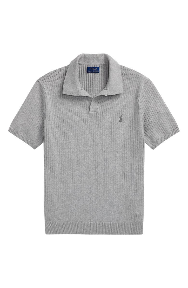 Polo Ralph Lauren Johnny Collar Rib Cotton Polo Sweater, Alternate, color, Andover Heather