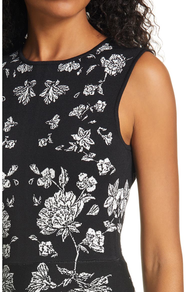 Naomyy Floral Jacquard Fit & Flare Dress, Alternate, color, BLACK