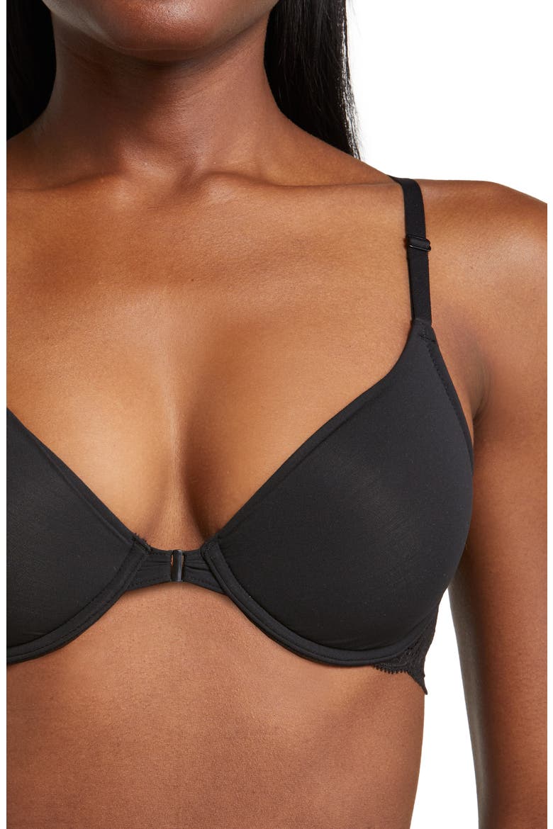 Underwire Front Close Contour Bra, Alternate, color, BLACK