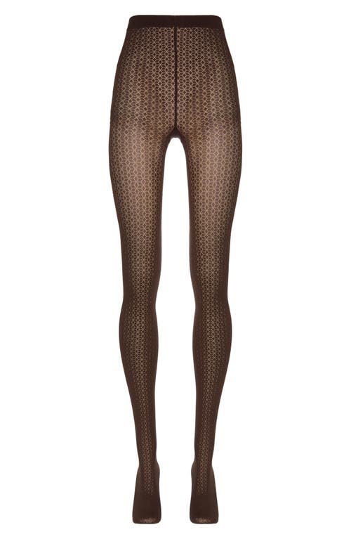Wolford Mosaic Jacquard Tights In Umber