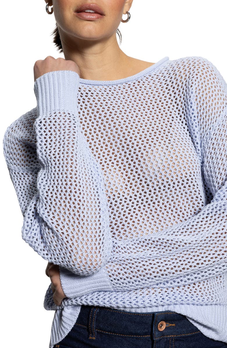 Sanctuary Cotton Open Knit Sweater, Alternate, color, Sky Blue