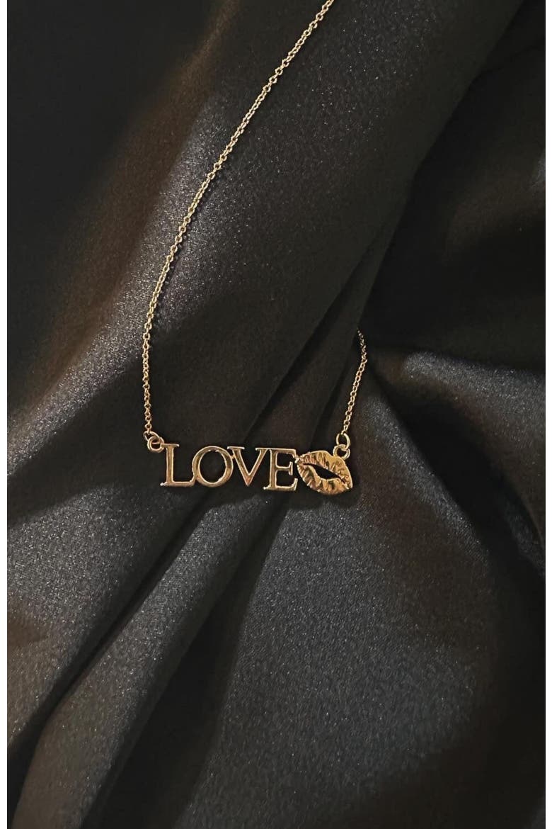 Lip Love Necklace, Alternate, color, Gold