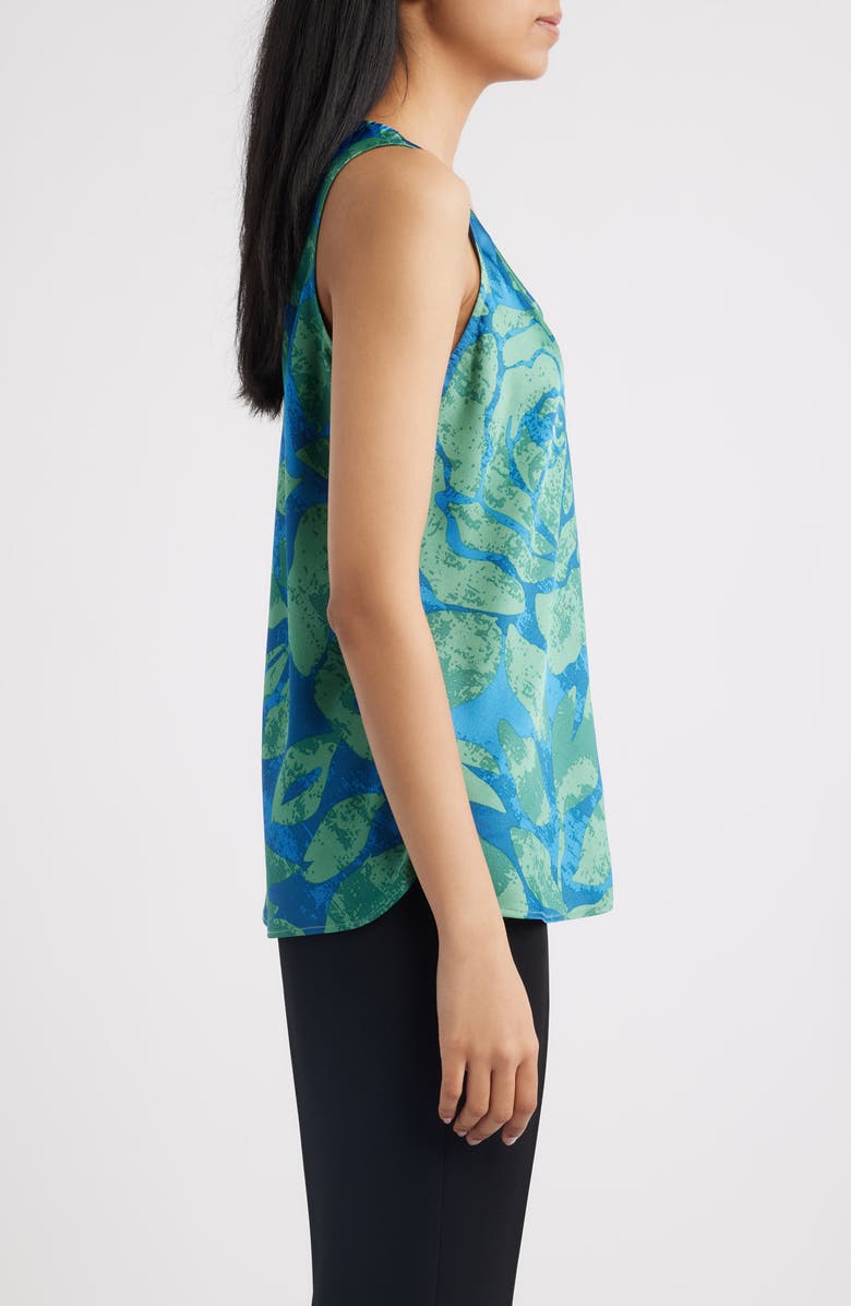 Tahari ASL Print Hammered Satin Sleeveless Top, Alternate, color, Green Blue