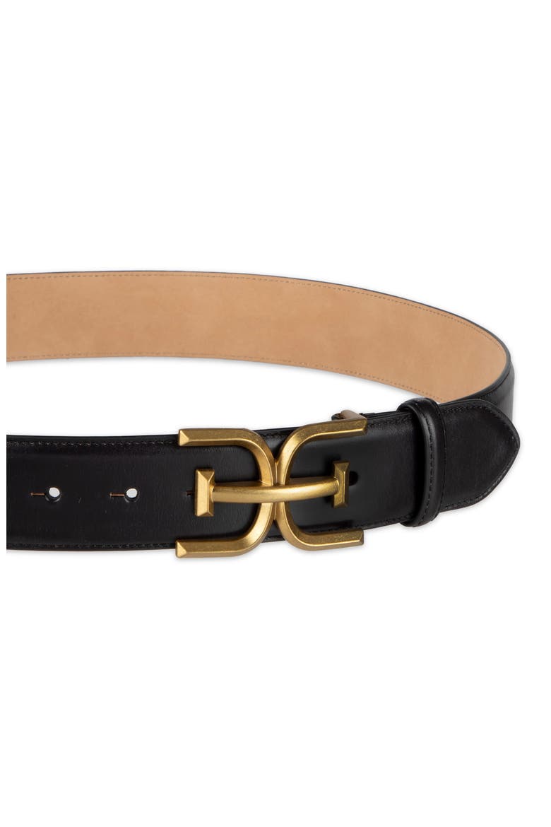 Logo Buckle Leather Belt, Alternate, color, BLACK