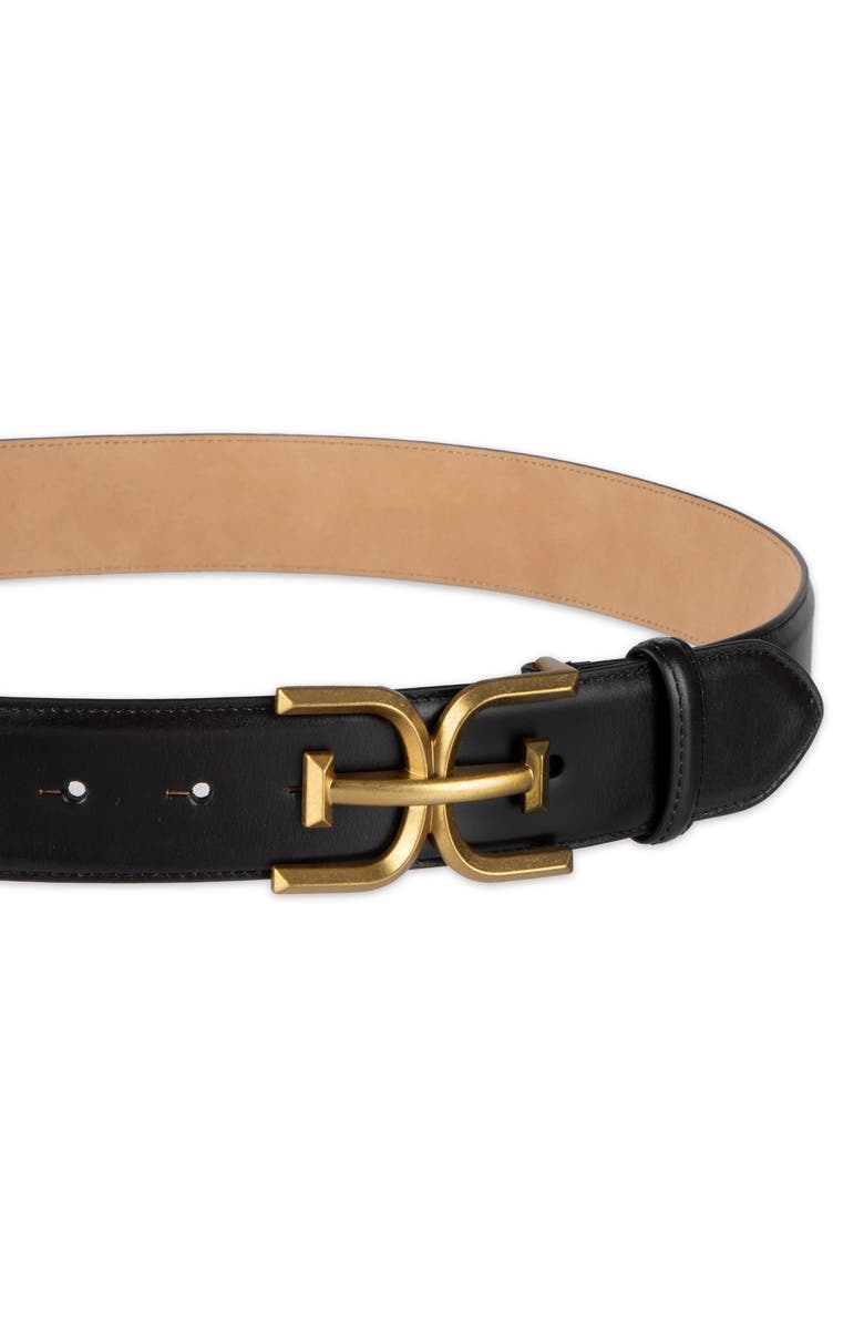 Sam Edelman Logo Buckle Leather Belt, Alternate, color, Black