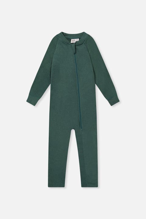One Piece Fleece Stretch Asymmetric Zipper Thermal Underwear