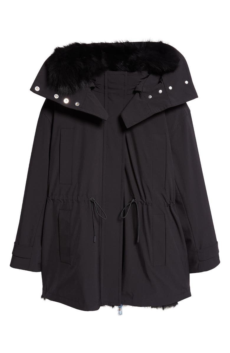 Proenza Schouler Wilder Shearling Lined Stretch Nylon Parka, Alternate, color, Black
