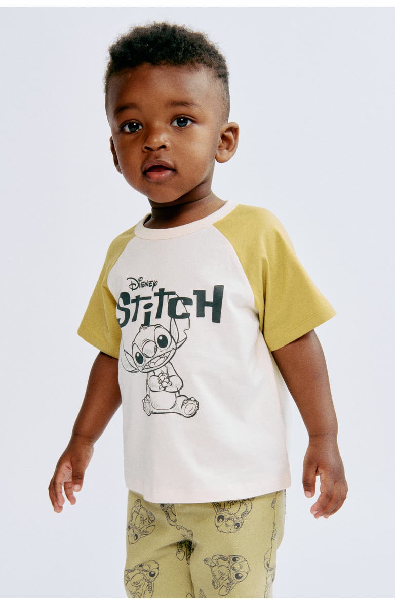 H&M Print-motif Cotton T-shirt, Alternate, color, Cream/Lilo & Stitch