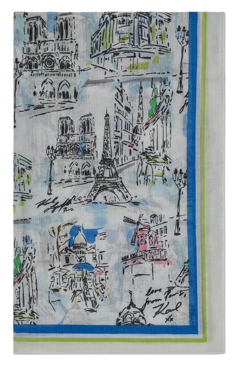 KARL LAGERFELD PARIS April in Paris Square Scarf, Alternate, color, Sky Blue