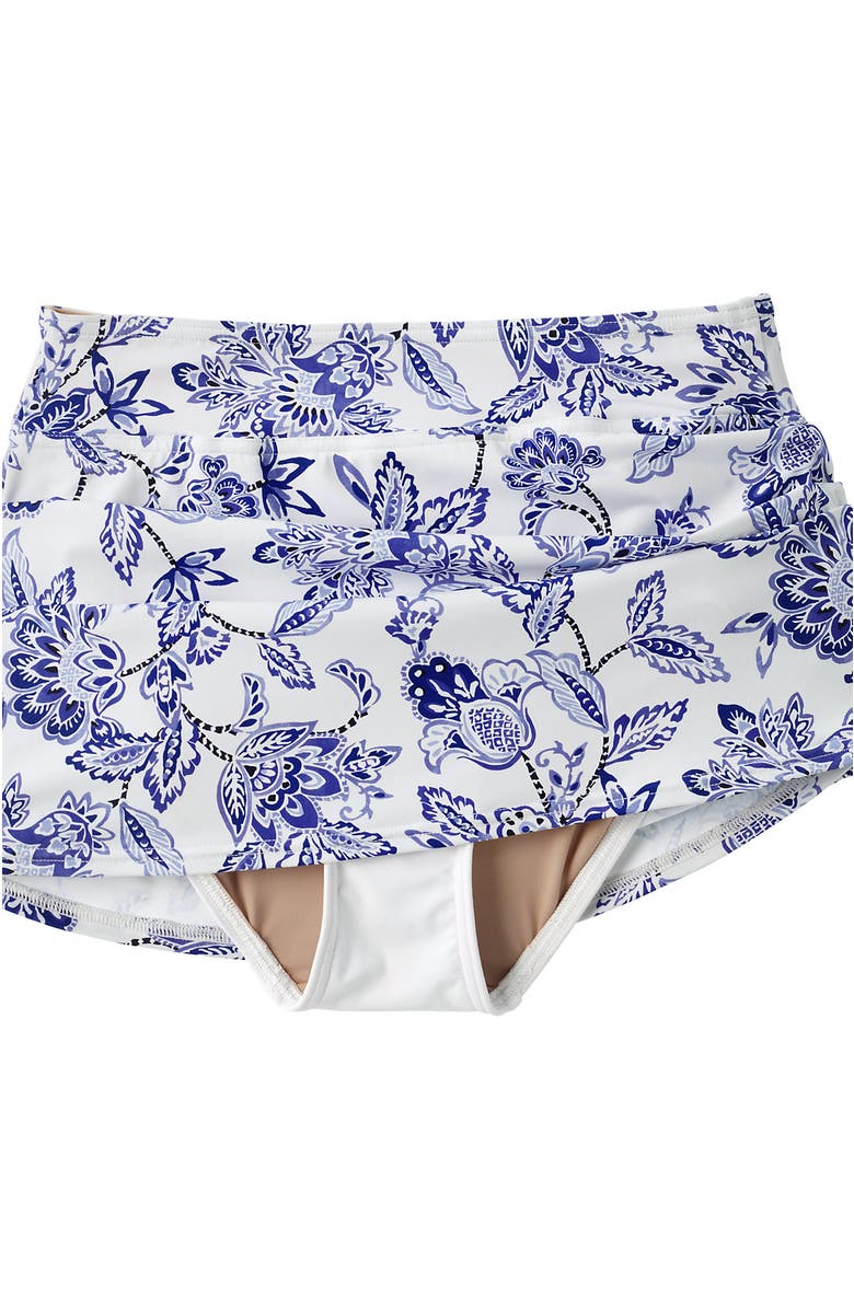 Lands' End Mini Swim Skirt, Alternate, color, White/Blue Vintage Floral