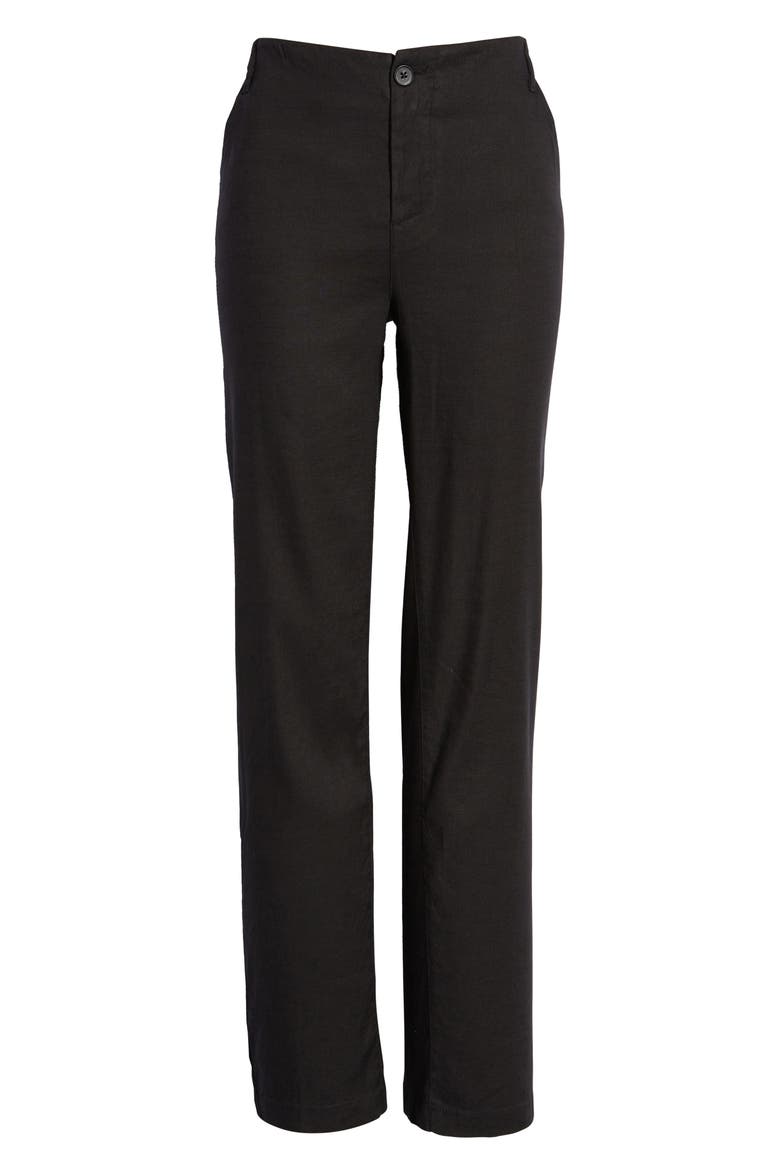 Marilyn Linen Blend Trousers, Alternate, color, BLACK