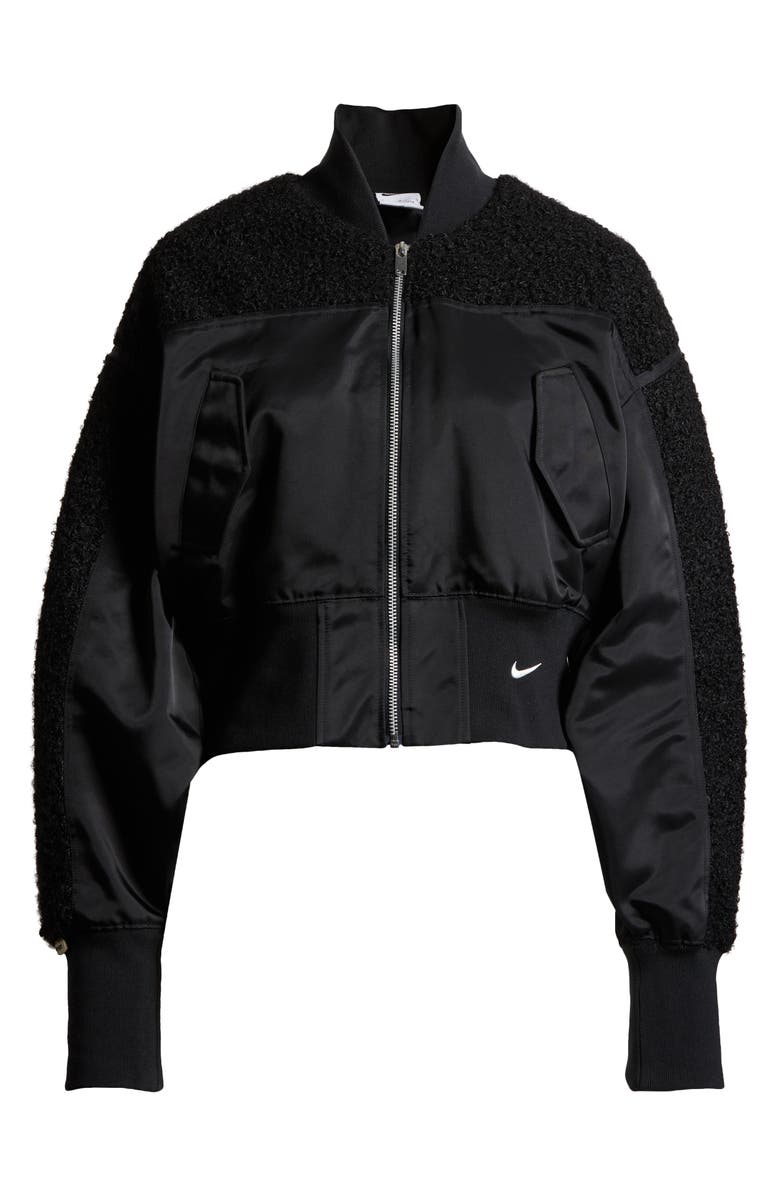 Nike Sportswear Collection High Pile Fleece Bomber Jacket, Alternate, color, Black/ Guava Ice