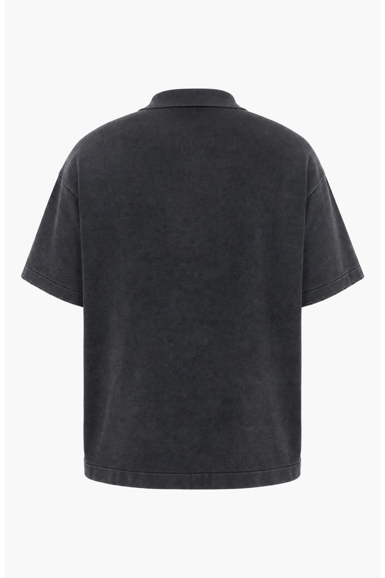 Washed Short Sleeve Snap Button Polo Shirt, Alternate, color, Black