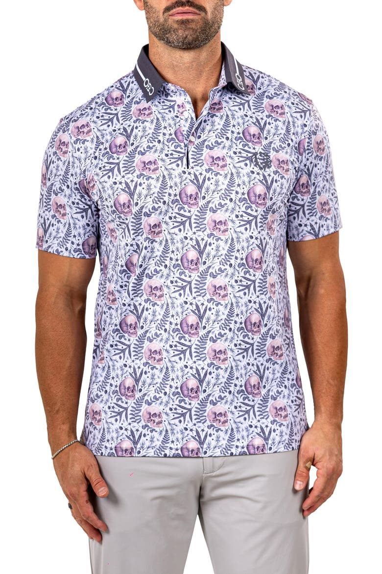 Martyr0011 Print Golf Polo, Main, color, WHITE