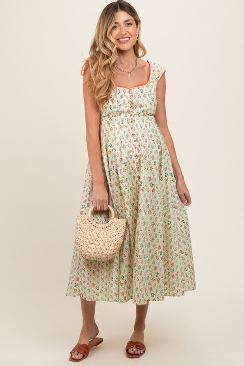 Floral Button Front Sleeveless Maxi Dress